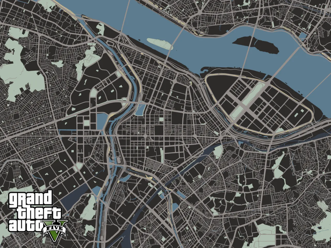 GTA 풍 서울 지도 (+부산) - 도시·지리 채널, image size:1280x959