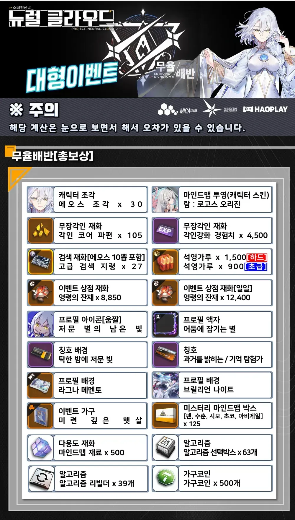 🎈 「무율배반」 대형 이벤트 한정 가이드 - 뉴럴 클라우드 채널