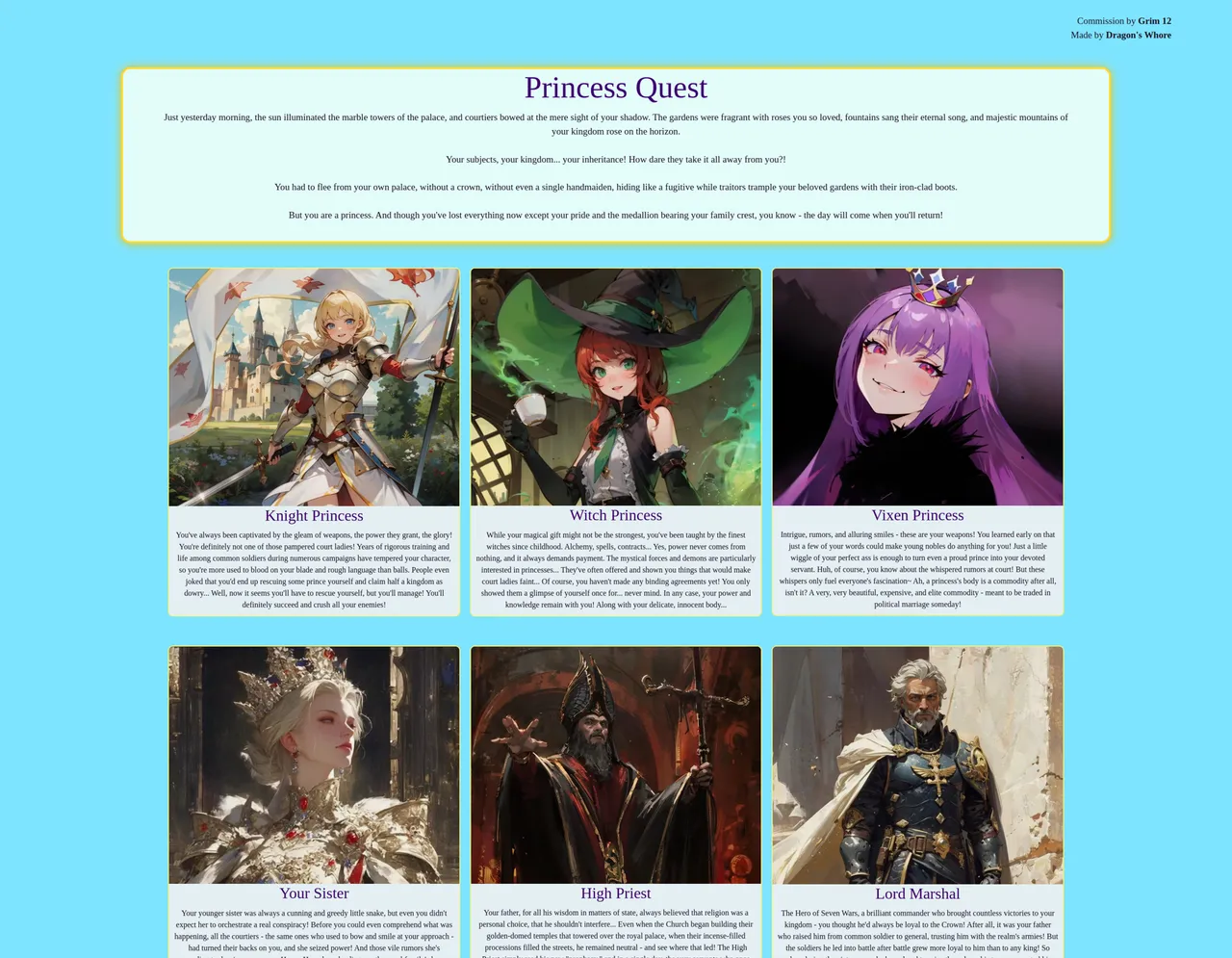 (NSFW) Princess Quest [PrincessPOV] [Masochistic] [Bad Ends](인터렉티브