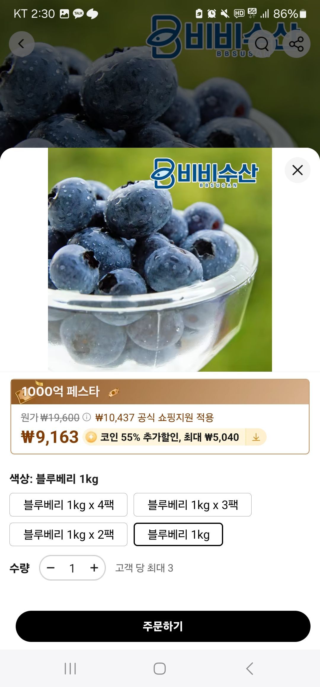 코인딜) 냉동 블루베리 1kg (5,228원/무료) - 핫딜 채널