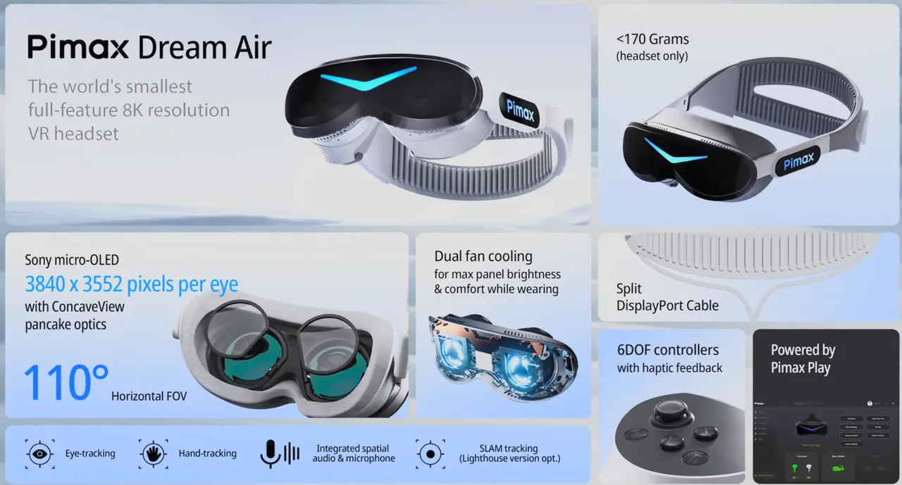 파이맥스, Sync에서 드림 에어, 드림 에어 SE, 크리스탈 슈퍼 마이크로 OLED 공개 - 가상현실 채널