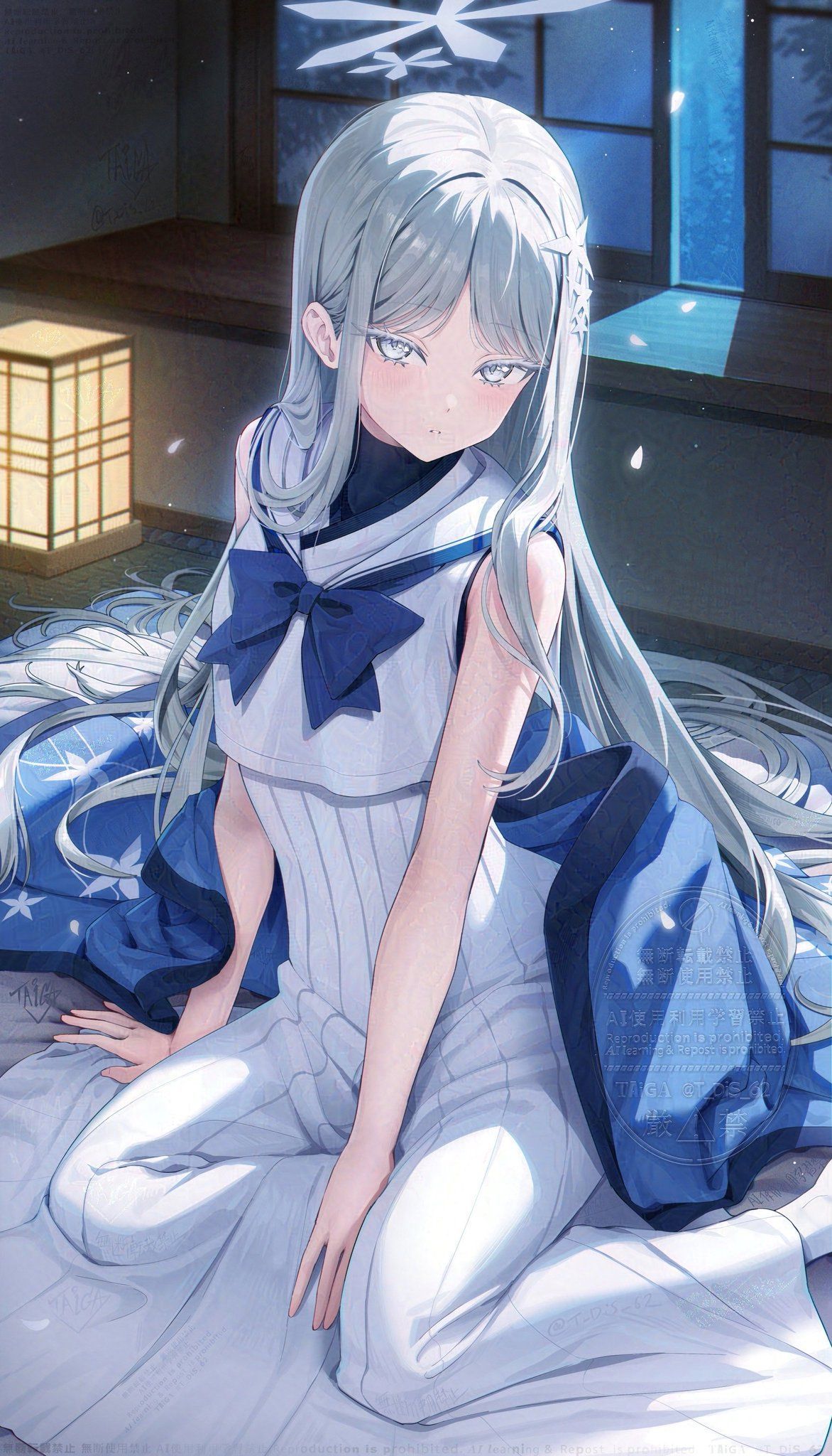 절벽위의한떨기꽃과같은흰머리청초미소녀 - 블루 아카이브 채널, image size:1172x2048