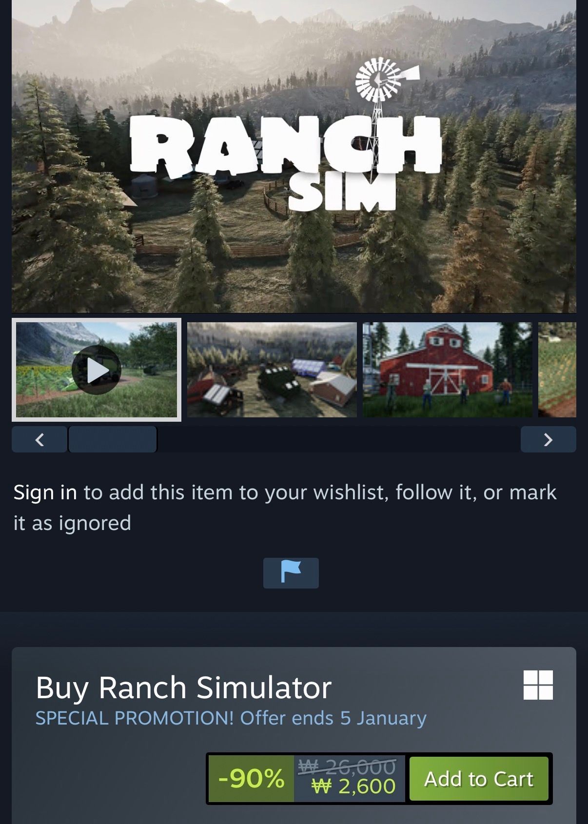 스팀게임 겨울할인 90% Ranch Simulator : Build,Hunt,Farm (2,600원/무료) - 핫딜 채널