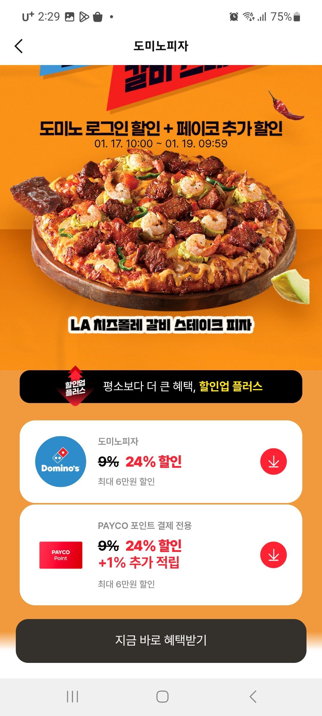 도미노피자 할인+페이코 24% 추가할인 (0원/무료) - 핫딜 채널